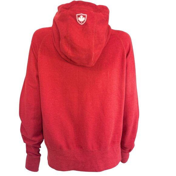 Roots Hoodie Womens L Red Cotton Zip Logo Classic Casual - Picture 2 of 14